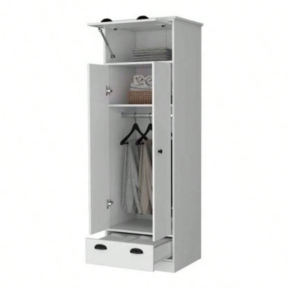 White Double Door and 1 - Drawer Armoire