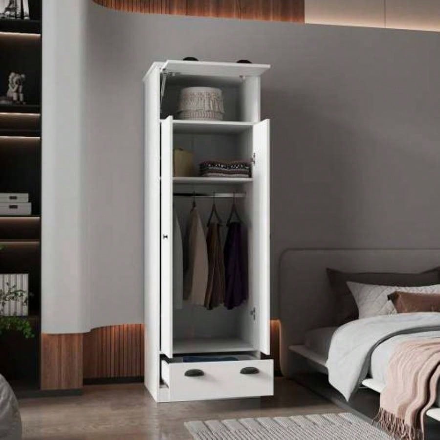 White Double Door and 1 - Drawer Armoire