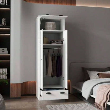 White Double Door and 1 - Drawer Armoire