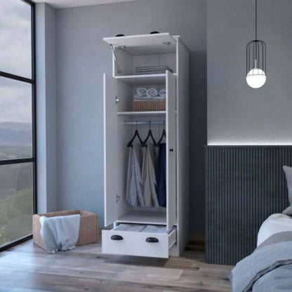 White Double Door and 1 - Drawer Armoire