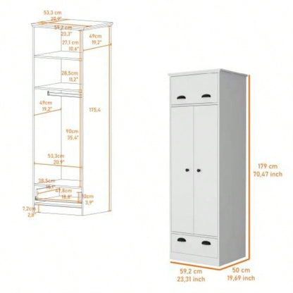 White Double Door and 1 - Drawer Armoire