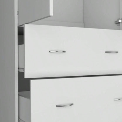 Armoire 71 H with Two Doors, Two Drawers, and Hanging Rod, White