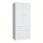 Armoire 71 H, with 2 doors, 3 drawers and 1 hanging rod, White