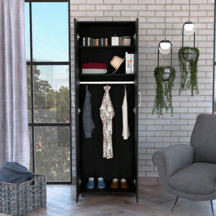 Chagrin 2 - Shelf Rectangle Armoire Black Wengue