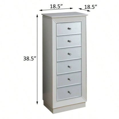 White 6 - Drawer Jewelry Armoire