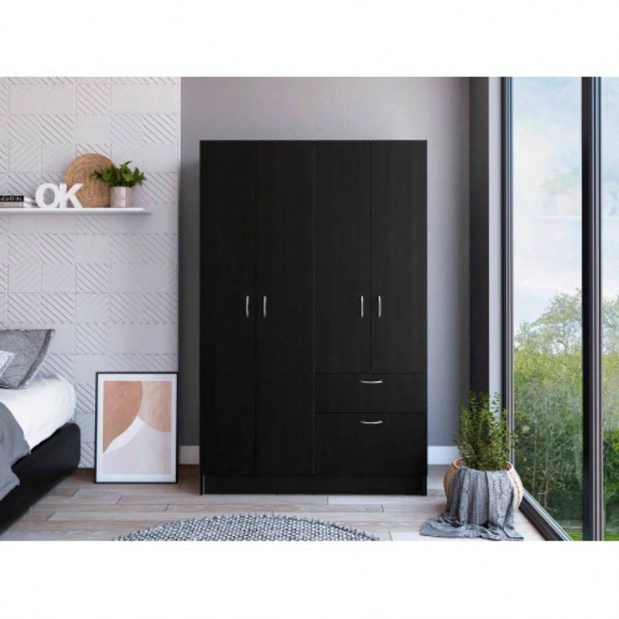 Armoire Alpes, Bedroom, Black/ White