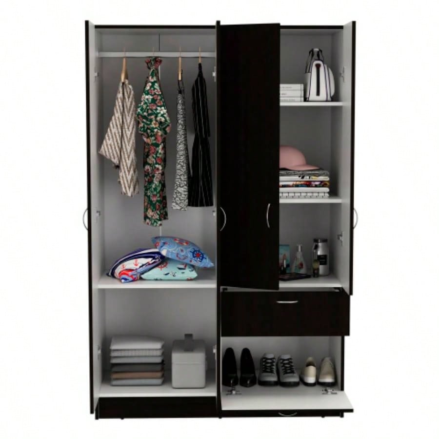 Armoire Alpes, Bedroom, Black/ White