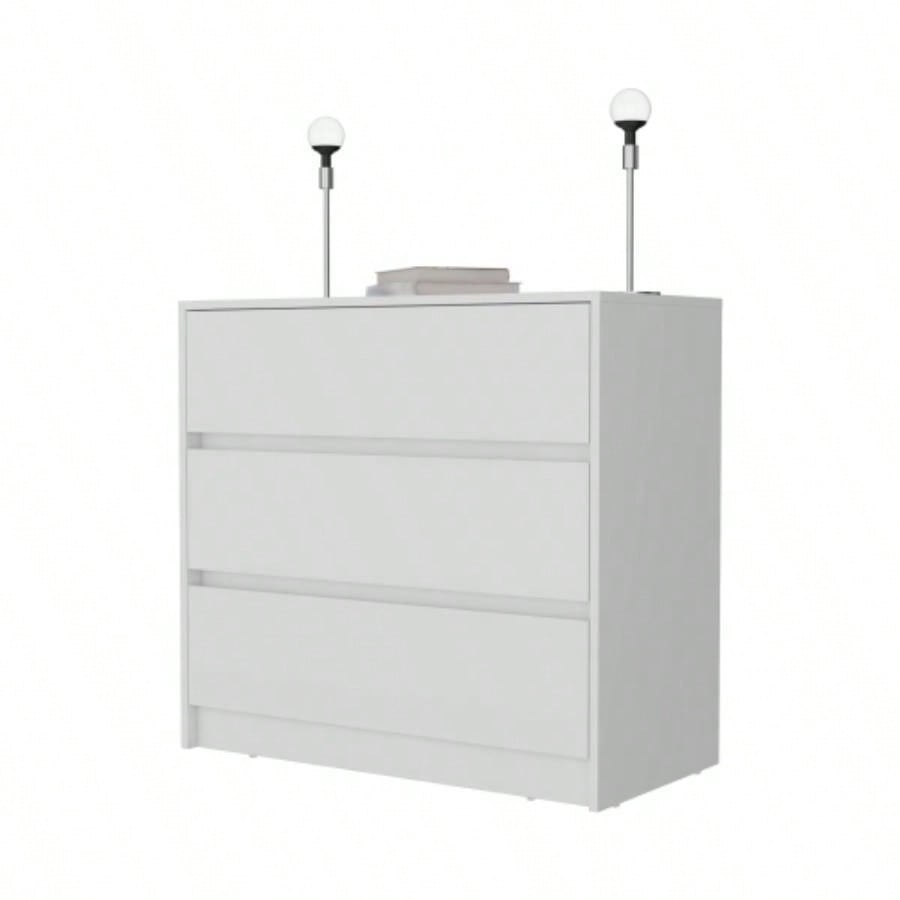 Beloit 3 Piece Bedroom Set, Nightstand+ Dresser+ Armoire, White