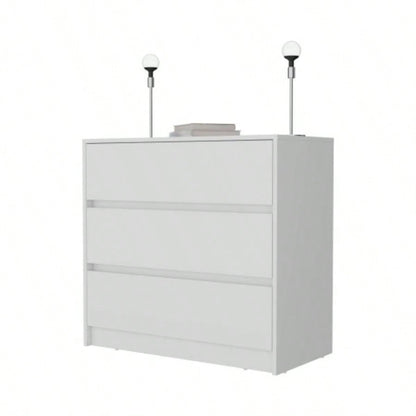 Beloit 3 Piece Bedroom Set, Nightstand+ Dresser+ Armoire, White