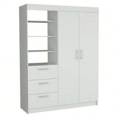 Karval 2 Piece Bedroom Set, Armoire+ Nightstand, White