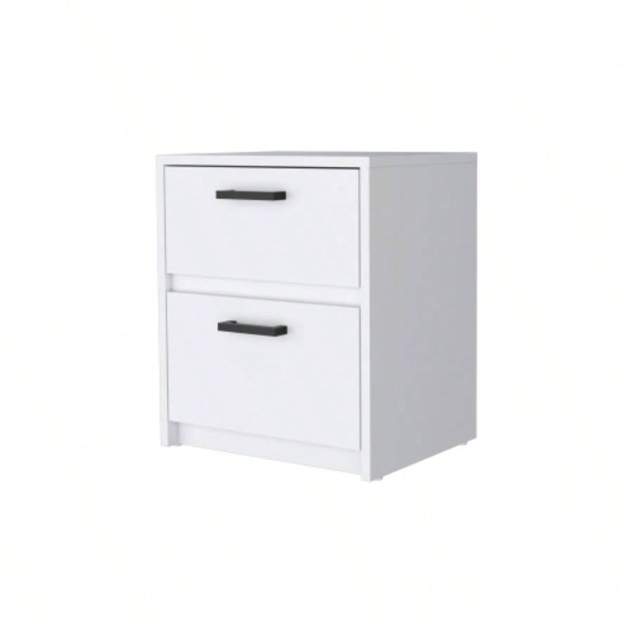 Karval 2 Piece Bedroom Set, Armoire+ Nightstand, White