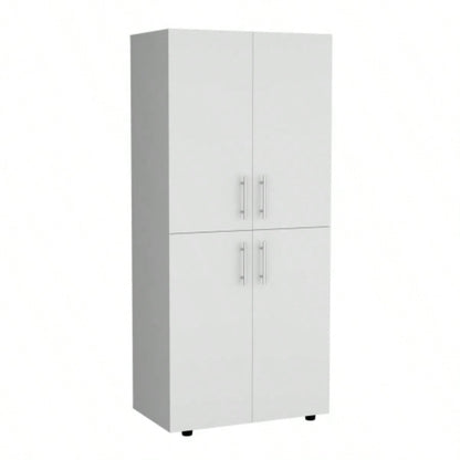 Armoire Wardrove 70 H, Double Doors, 6 Shelves, 2 Hanging Rods, White