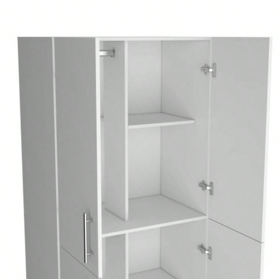 Armoire Wardrove 70 H, Double Doors, 6 Shelves, 2 Hanging Rods, White