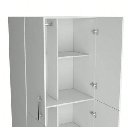 Armoire Wardrove 70 H, Double Doors, 6 Shelves, 2 Hanging Rods, White
