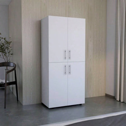 Armoire Wardrove 70 H, Double Doors, 6 Shelves, 2 Hanging Rods, White