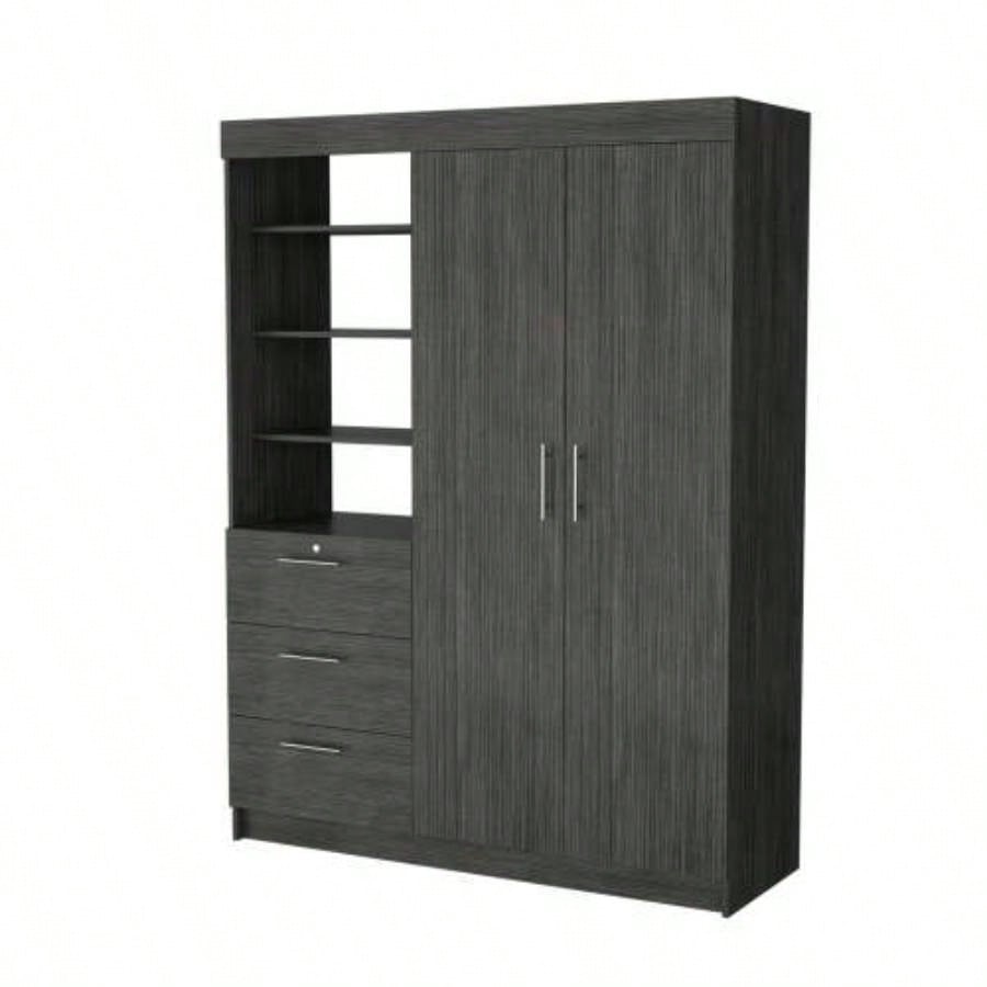 Smokey Oak 3 - Tier Shelf Armoire