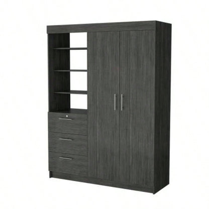 Smokey Oak 3 - Tier Shelf Armoire