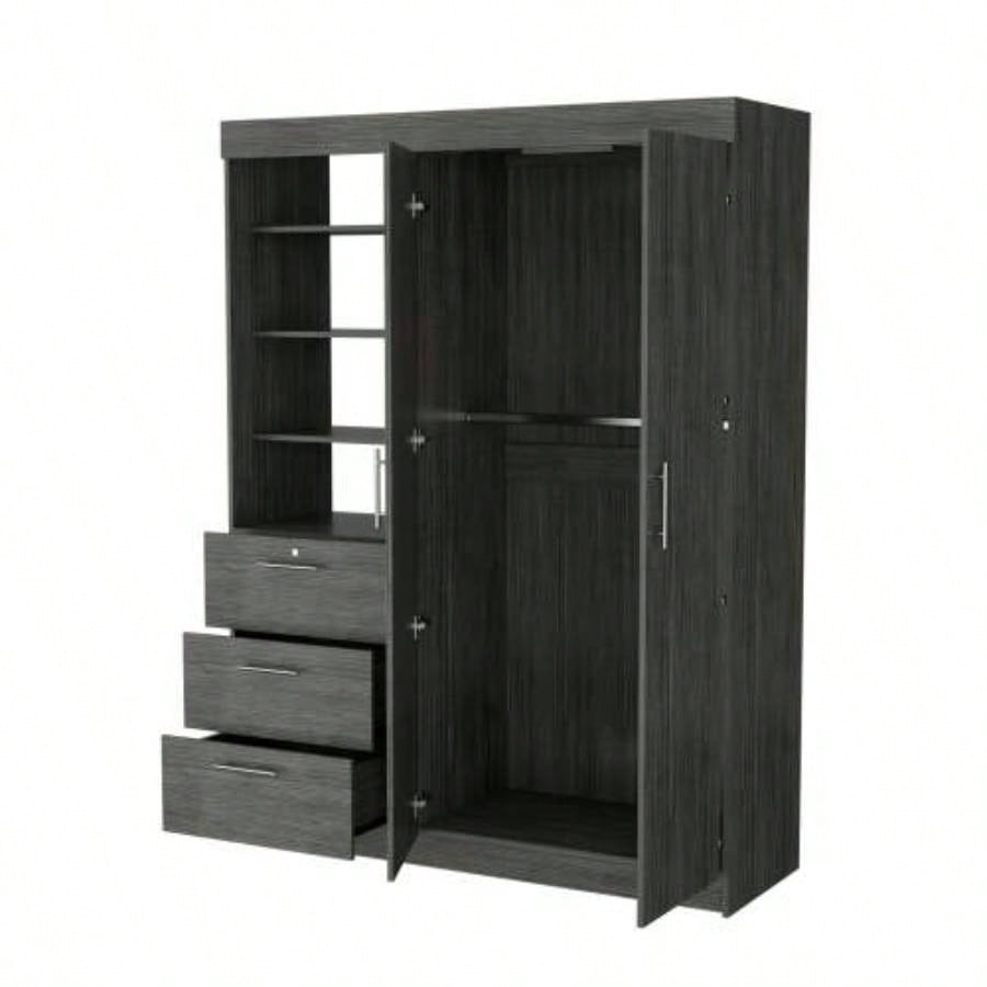 Smokey Oak 3 - Tier Shelf Armoire