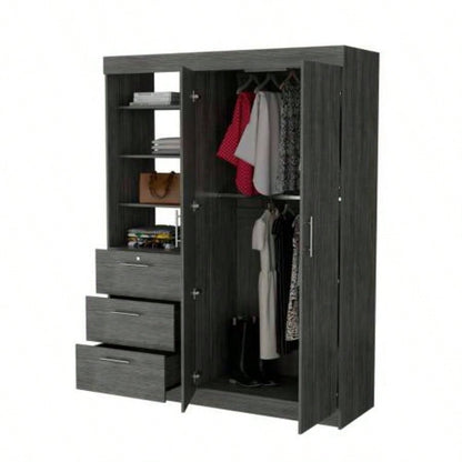 Smokey Oak 3 - Tier Shelf Armoire