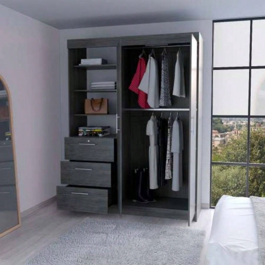 Smokey Oak 3 - Tier Shelf Armoire