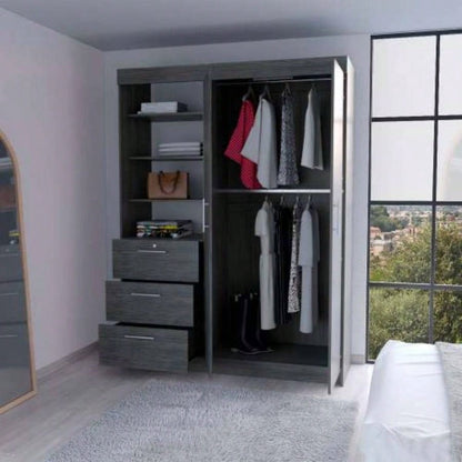 Smokey Oak 3 - Tier Shelf Armoire