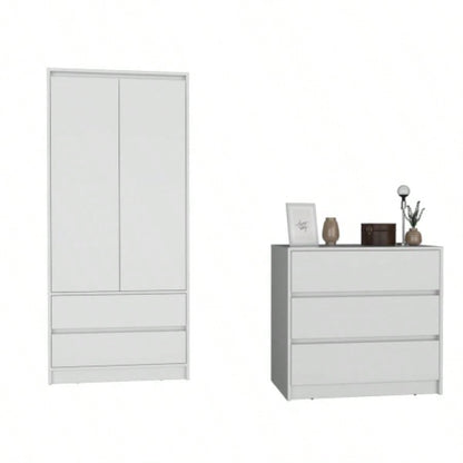 Lewes 2 Piece Bedroom Set, Dresser+ Armoire, White