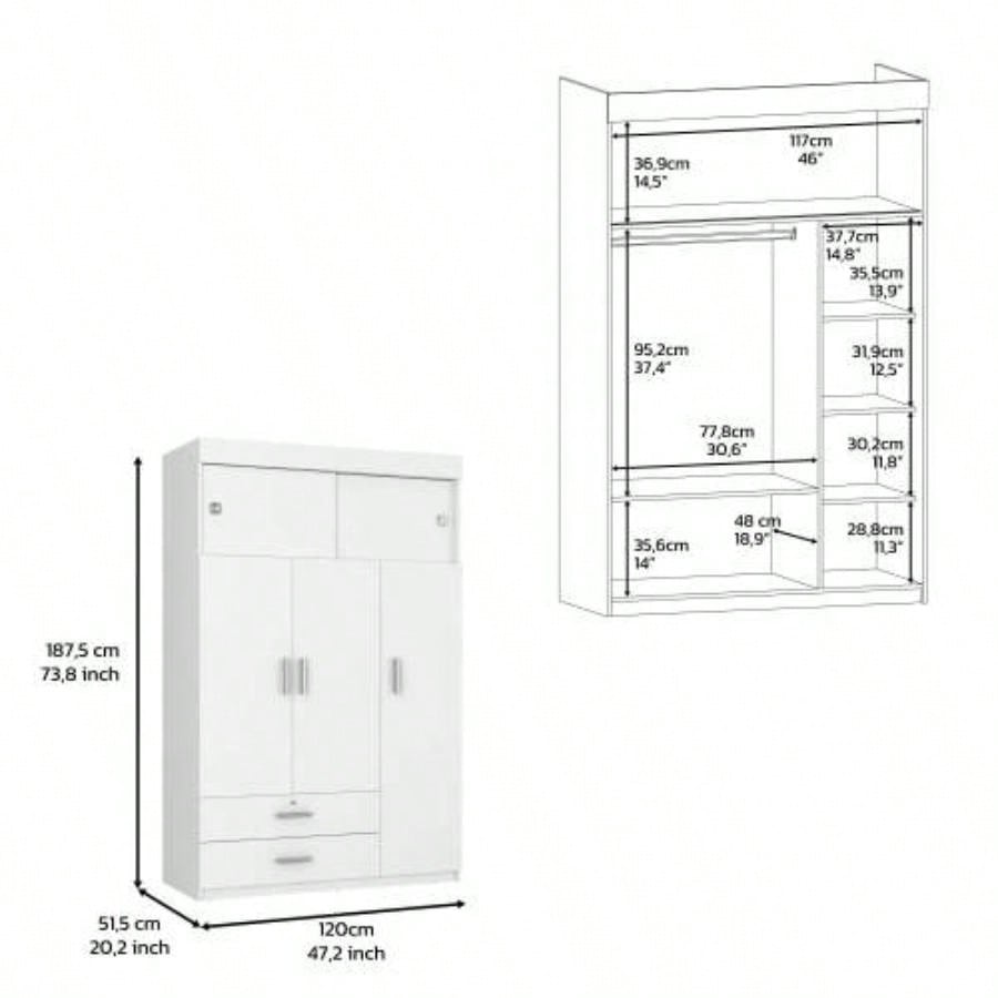 Omaha 2 - Piece Armoire and Dresser, White