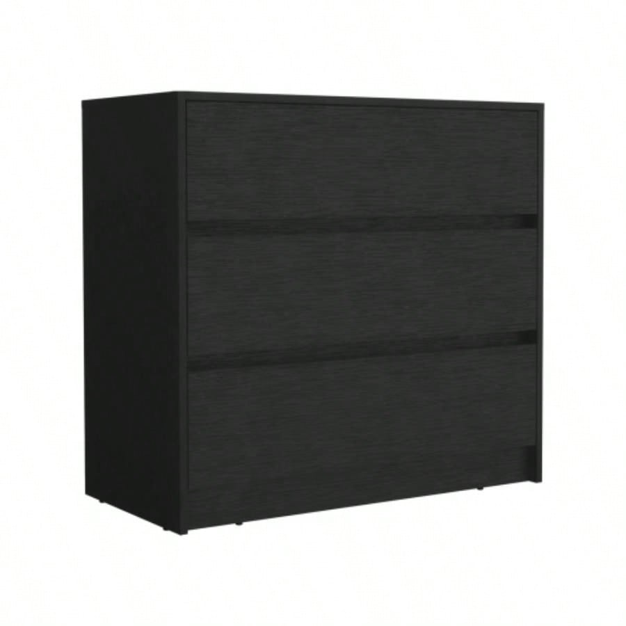 Beloit 3 Piece Bedroom Set, Nightstand+ Dresser+ Armoire, Black