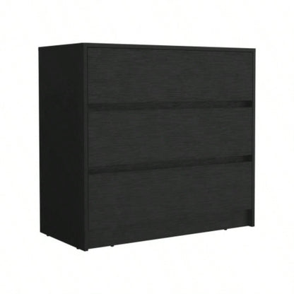 Beloit 3 Piece Bedroom Set, Nightstand+ Dresser+ Armoire, Black