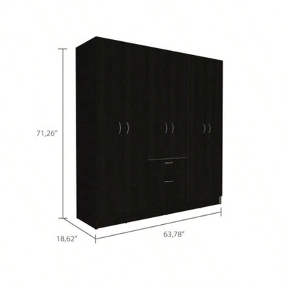 Guajira Six Door Armoire, Three Cabinets, Hidden Drawer Shoes
