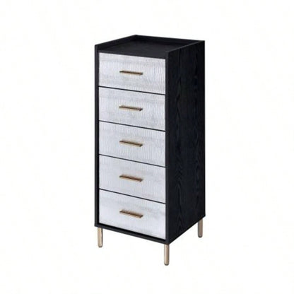 Black and Silver 4 - drawer Jewelry Armoire with Lift - top
