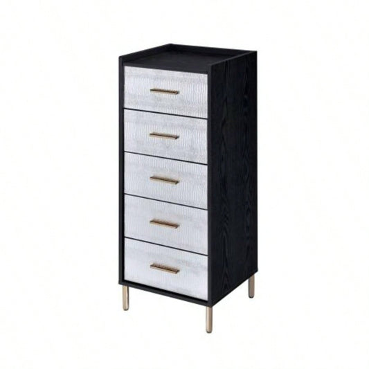 Black and Silver 4 - drawer Jewelry Armoire with Lift - top