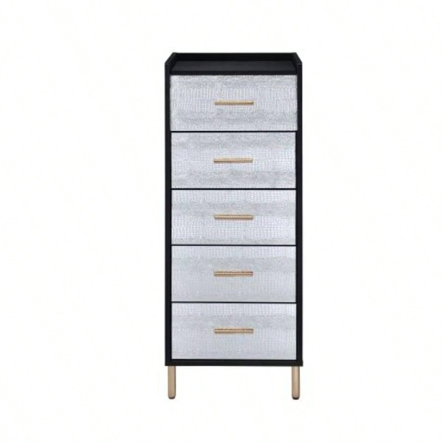 Black and Silver 4 - drawer Jewelry Armoire with Lift - top
