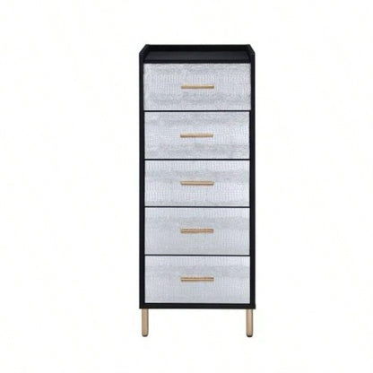 Black and Silver 4 - drawer Jewelry Armoire with Lift - top
