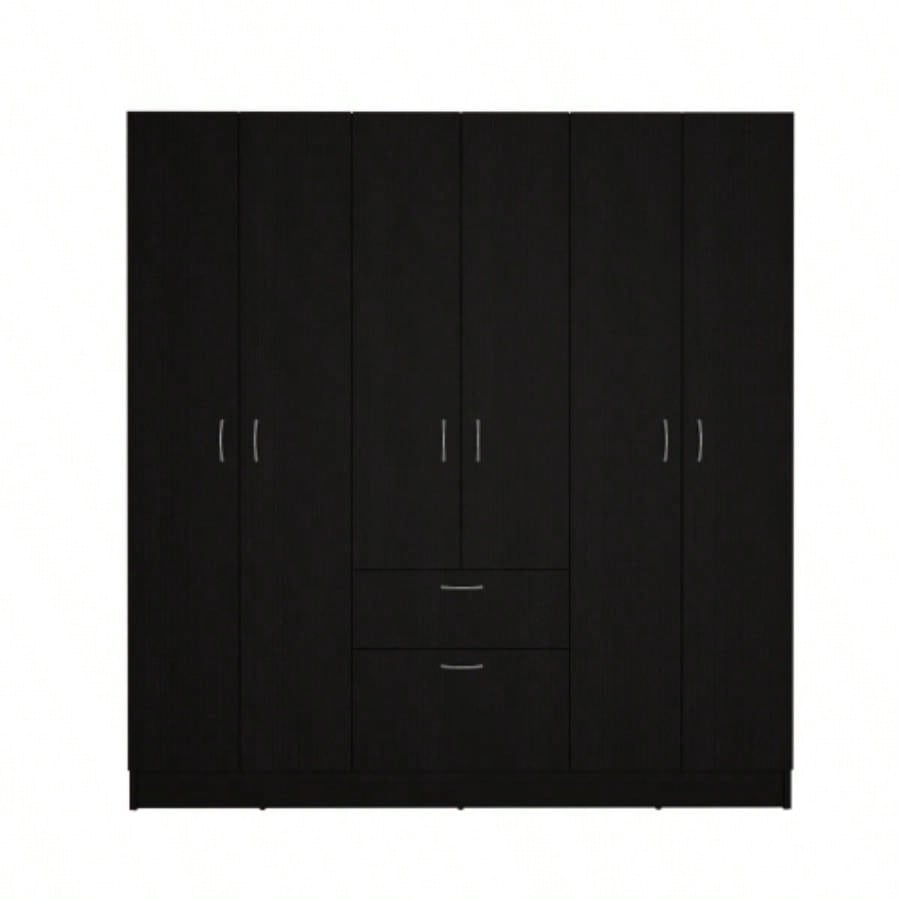 Guajira Six Door Armoire, Three Cabinets, Hidden Drawer Shoes