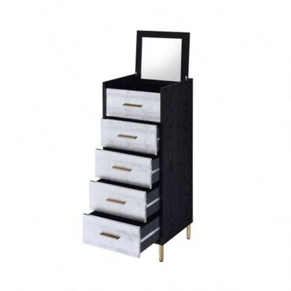 Black and Silver 4 - drawer Jewelry Armoire with Lift - top