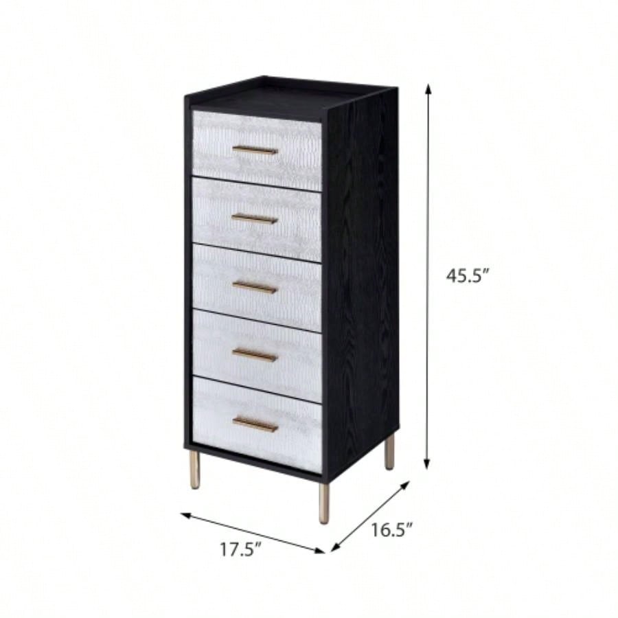Black and Silver 4 - drawer Jewelry Armoire with Lift - top