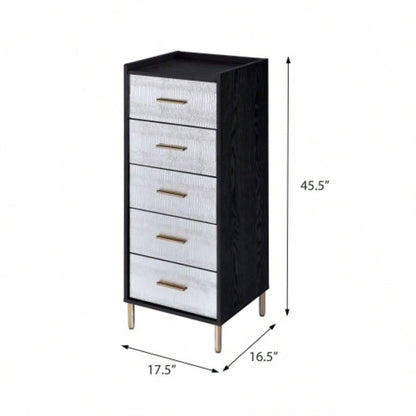 Black and Silver 4 - drawer Jewelry Armoire with Lift - top
