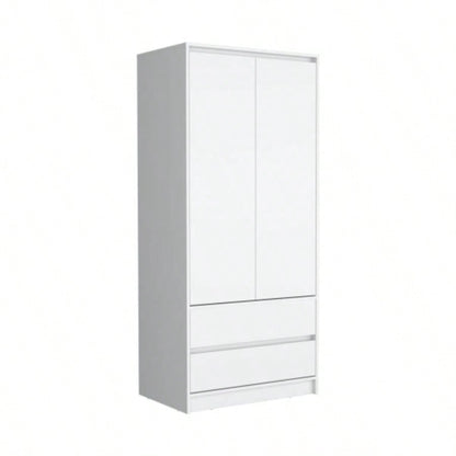 Laurel 2 Piece Bedroom Set, Nightstand+ Armoire, White