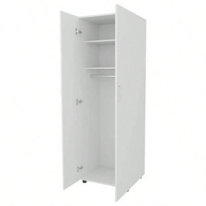 White Armoire with 2 Doors and Hanging Rod