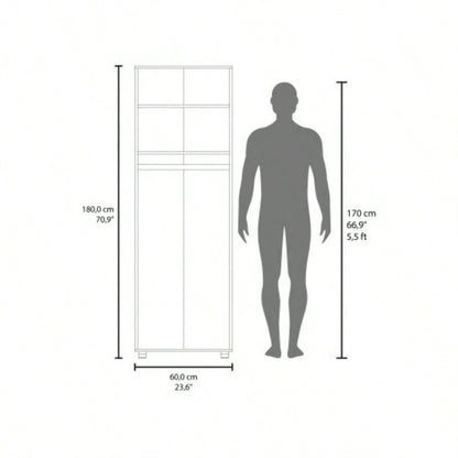 White Armoire with 2 Doors and Hanging Rod