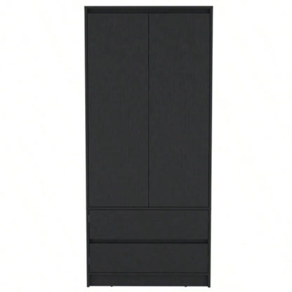 Lewes 2 Piece Bedroom Set, Dresser+ Armoire, Black
