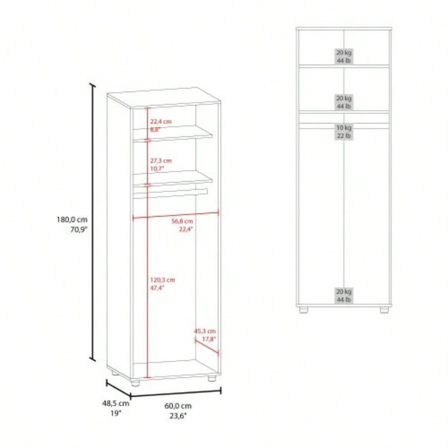 White Armoire with 2 Doors and Hanging Rod