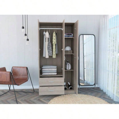 Rowaton 2 - Drawer 3 - Door Armoire Light Gray