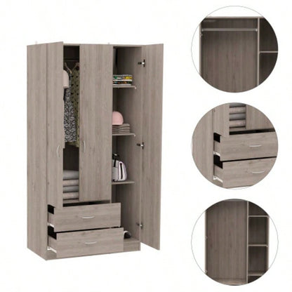 Rowaton 2 - Drawer 3 - Door Armoire Light Gray