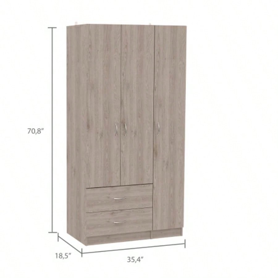 Rowaton 2 - Drawer 3 - Door Armoire Light Gray