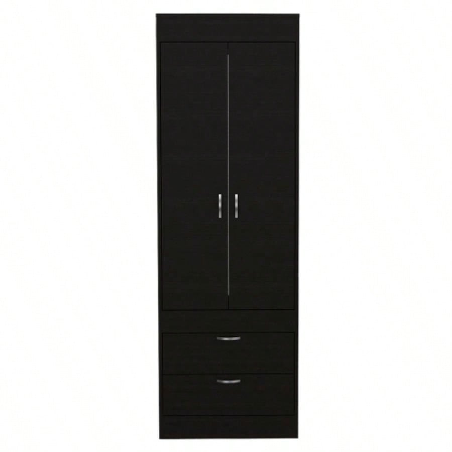 Lisboa Armoire, Rod, Double Door, Two Drawers, Metal Handles