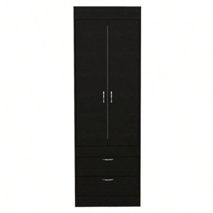 Lisboa Armoire, Rod, Double Door, Two Drawers, Metal Handles