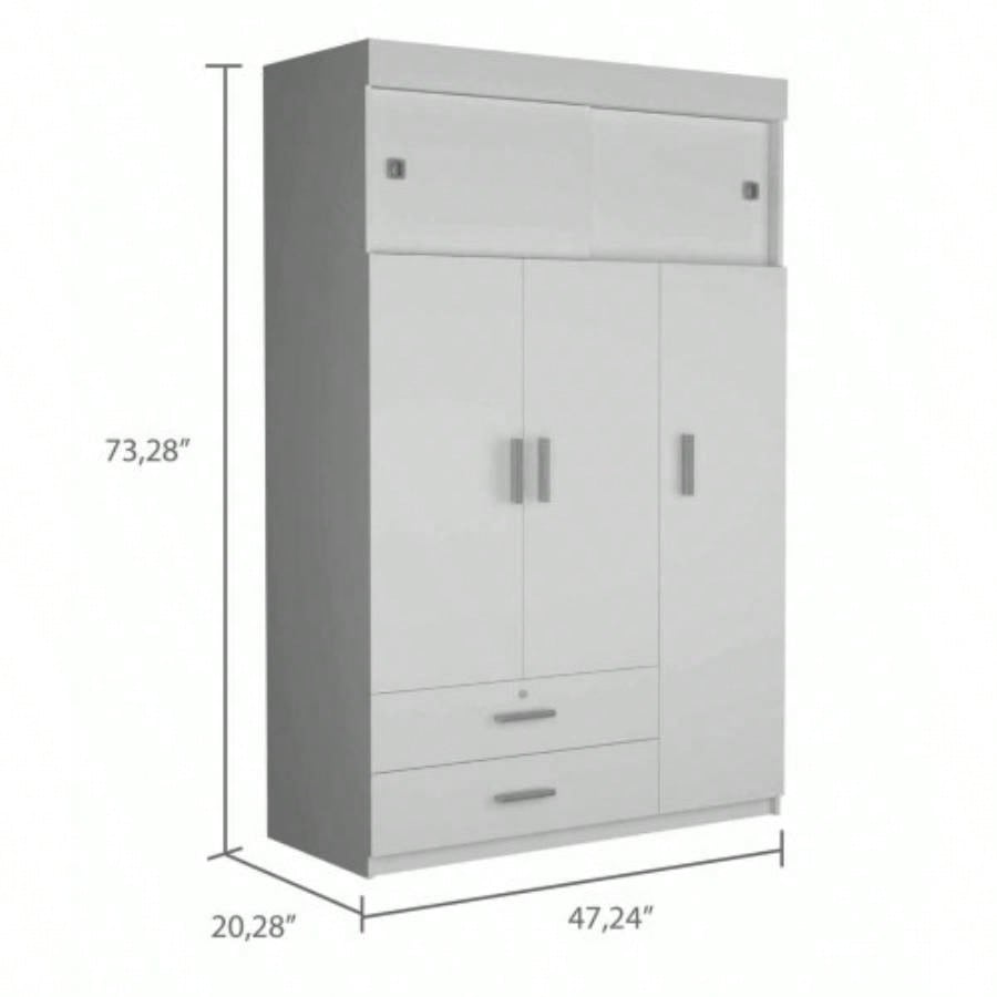 Kingswood 2 - Drawer Rectangle Armoire White