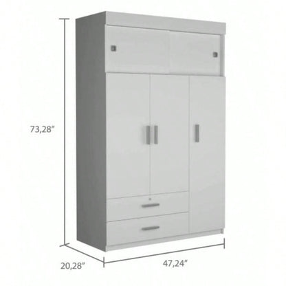 Kingswood 2 - Drawer Rectangle Armoire White